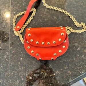 Kenneth Cole Red and Gold Crossbody Bag with Chain Strap